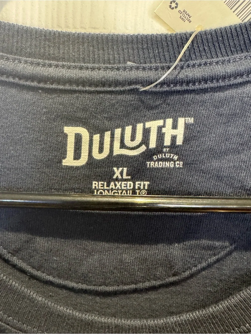 Duluth Trading Co Men's XL Longtail Tee Relaxed Fit Long Sleeve Crew Navy Blue